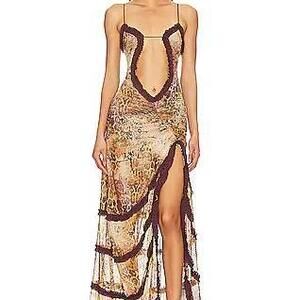 Open Neck Maxi Dress in Leopard